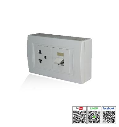 Set of wall mounted Switch and Socket for finished wall รุ่น BJE3-NZSZ