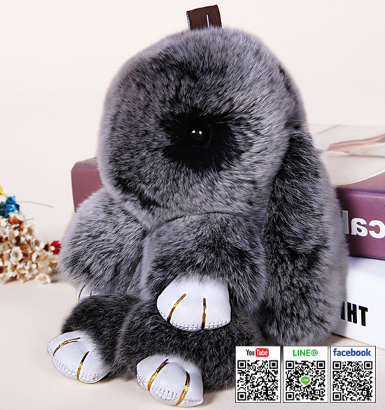 Bunny Rex Rabbit Fur Bag Handbag Keychain Ball Pendant Decoration Accessory